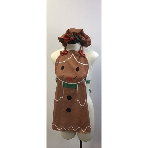 Girls Ginger Bread Play Set Apron, Hat and Doll Apron - Picture 2 of 3